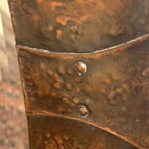 19th Century ANTIQUE ARTS & CRAFTS HAMMERED COPPER OVAL MIRROR England - Picture 6 of 9